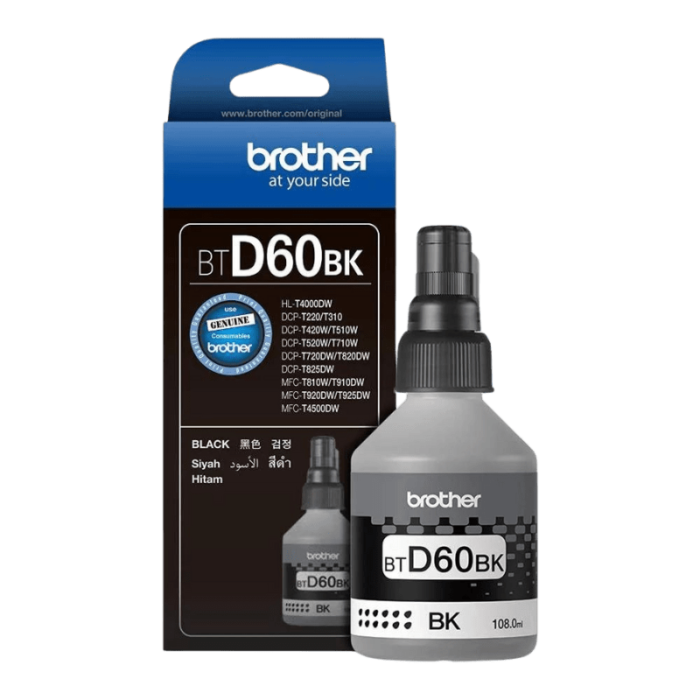 Brother BTD60BK Black Ink Bottle - 108 ML