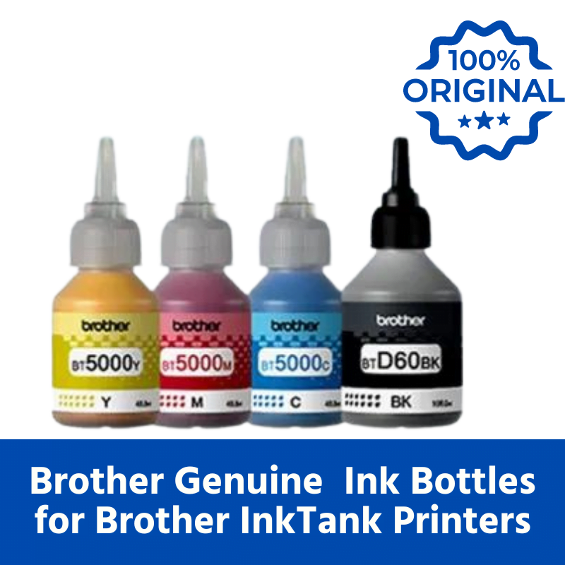 Brother InkTank Printer Ink Bottles Bundle BT5000C/M/Y and BTDK60BK