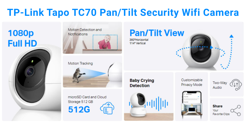 TP-Link Tapo TC70 PT Security Wifi Camera